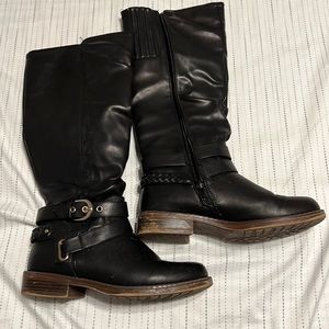 Black below the knee boots